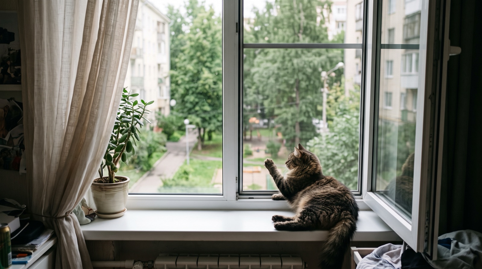 Как защитить кошку от выпадения из окна
